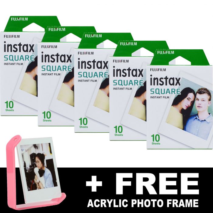 Fujifilm Instax SQUARE Instant Film (50 Shots) FREE Acrylic Frame